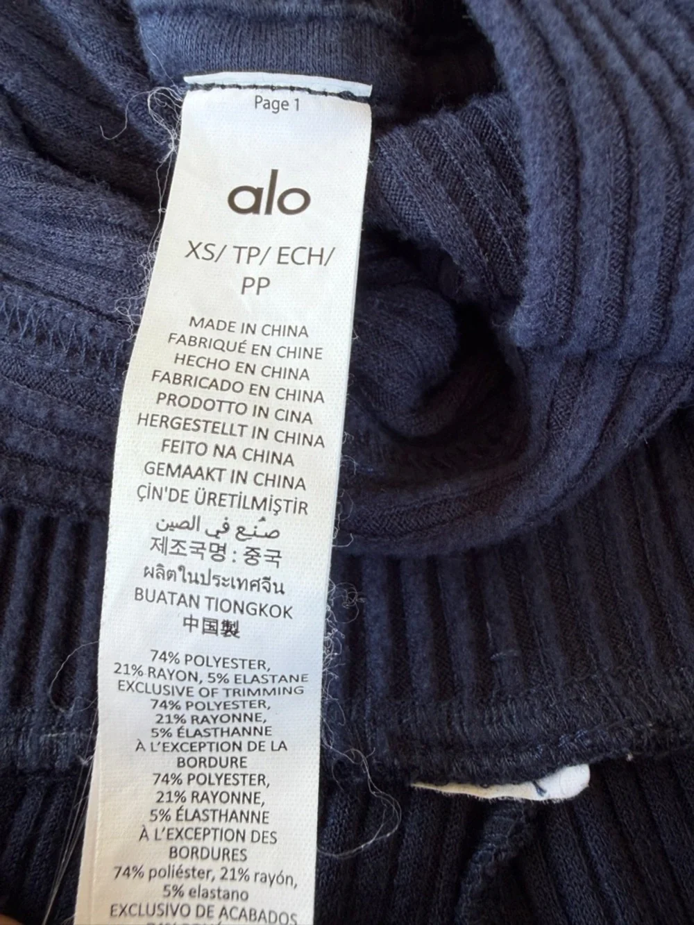 Alo Yoga Muse Crop Hoodie Jogger Set Ribbed Navy Blue Limited Edition XS HTF GUC
